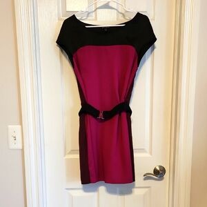 Pink/Burgandy Belted Dress